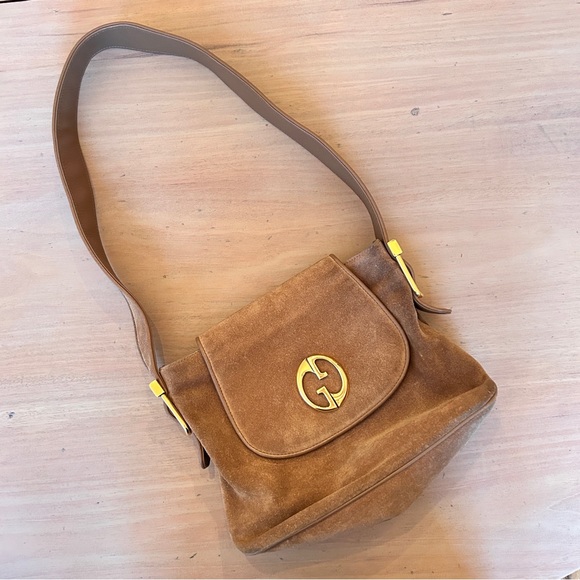 Heritage Vintage: Gucci Light Beige Suede '1973 Collection' Shoulder Bag - Picture 1 of 12